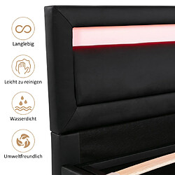 Acheter ComfortXL Lit Double Avec Rangement Et Éclairage LED, 140*200cm, Noir