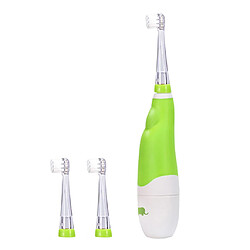 seago enfants enfants conduit brosse à dents électrique étanche 3 têtes de brosse vert