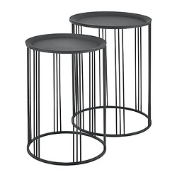 Helloshop26 Set de 2 tables gigognes métal noir plusieurs tailles 03_0008374