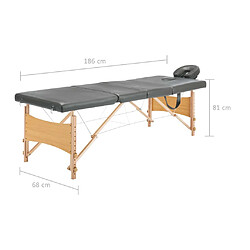 vidaXL Table de massage avec 4 zones Cadre en bois Anthracite 186x68cm pas cher