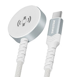 Swissten Chargeur Magnétique pour Apple Watch Connecteur USB-C Câble 1.2m Blanc