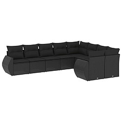 Maison Chic Salon de jardin 9 pcs avec coussins | Ensemble de Table et chaises | Mobilier d'Extérieur noir résine tressée -GKD24179