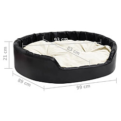 vidaXL Lit pour chiens Noir et beige 99x89x21 cm Peluche et similicuir pas cher