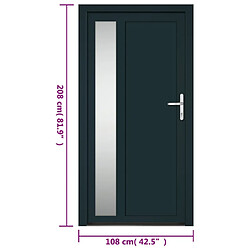 vidaXL Porte d'entrée anthracite 108x208 cm PVC pas cher