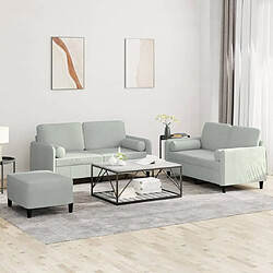 Maison Chic Ensemble de canapés 3 pcs avec coussins, Canapé droit Sofa pour Salon gris clair velours -GKD935598