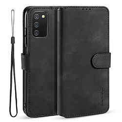 Dg.Ming Etui en PU + TPU style rétro avec sangle noir pour votre Samsung Galaxy A03s