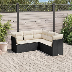 Maison Chic Salon de jardin 5 pcs avec coussins | Ensemble de Table et chaises | Mobilier d'Extérieur noir résine tressée -GKD22892