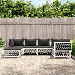 Maison Chic Salon de jardin 6 pcs avec coussins - Table et chaises d'extérieur - Mobilier/Meubles de jardin Moderne blanc acier -MN38883