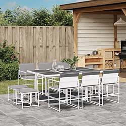 vidaXL Ensemble à manger de jardin avec coussins 11pcs blanc textilène