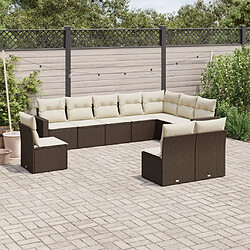 Maison Chic Salon de jardin 10 pcs avec coussins, Ensemble Tables et chaises d'extérieur marron résine tressée -GKD952838