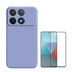 NIS Kit de film en verre 5D à couverture complète + housse en silicone violet Poco F6 Pro