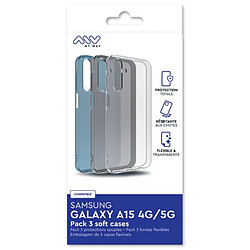 My Way Myway Pack de 3 Coques pour Samsung Galaxy A15 4G/5G Souples Noir transparent