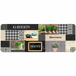 Paris Prix Tapis de Cuisine Mousse Green Bistrot 45x120cm Multicolore