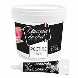 Scrapcooking Pectine en poudre E440i 200 g + Stylo de glaçage noir