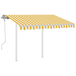 Maison Chic Auvent manuel rétractable,Store manuel de porte avec poteaux 3x2,5 m Jaune et blanc -GKD93375