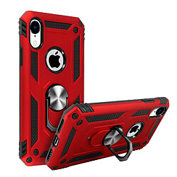 Avizar Coque iPhone XR Bi matière Rigide Souple Bague Support Vidéo rouge