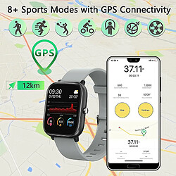 Chrono Montre Connectée pour téléphones Android compatibles iPhone Samsung, montres de sport de santé pour hommes, femmes, suivi d'activité GPS avec moniteur de fréquence cardiaque, cadran de montre et bracelet remplaçables(Argent) pas cher