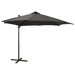 Helloshop26 Parasol meuble de jardin déporté avec mât et lumières led 300 cm anthracite 02_0008515