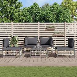 Maison Chic Salon de jardin 5 pcs + coussins - Mobilier/Meubles de jardin - Table et chaises d'extérieur anthracite résine tressée -MN35674