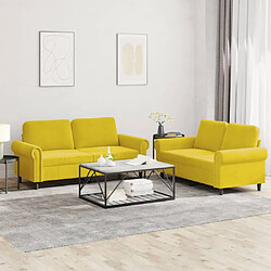 Maison Chic Ensemble de canapés 2 pcs avec coussins, Canapé droit Sofa pour Salon Jaune Velours -GKD317401