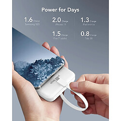 Acheter SANAG Power Bank 10 000 Mah Avec Câbles Intégrés, Usb C Chargeur Portable 5 V/3 A Powerbank Écran Led Avec 6 Sorties Et 3 Entrées Pour Iphone Samsung Huawei Xiaomi