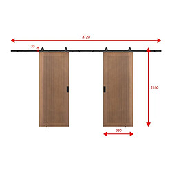 Acheter Vente-Unique Porte coulissante double avec système en applique en MDF et bois - naturel foncé - 2 x H205 x L93 cm - SANDORA