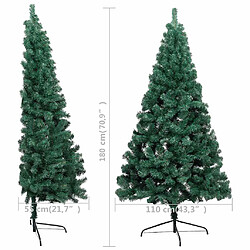 Acheter vidaXL Demi-arbre de Noël artificiel pré-éclairé et boules vert 180 cm