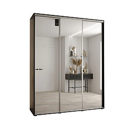 Abiks Meble Armoire à portes coulissantes Davos 2 H235.2 x L190 x P45 3 portes coulissante (Noir/Noir/Argent)