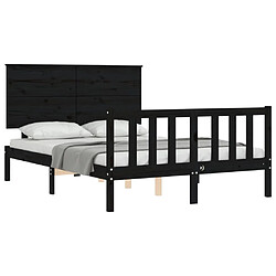 Acheter Maison Chic Lit adulte - Cadre Structure de lit avec tête de lit Contemporain noir 120x200 cm bois massif -MN15792