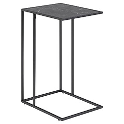 Toilinux Table d'appoint ou à café rectangulaire haute effet marbre en Mélamine et Métal - L. 43 cm x H. 63 cm - Noir