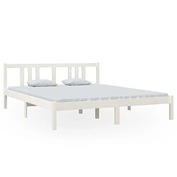 Maison Chic Lit adulte - Lit simple Cadre de lit,Structure du lit Contemporain Blanc Bois massif 160x200 cm -MN12122