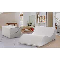 Autrement Talamo Italia Clever pouf double convertible en chaise longue en éco-cuir, coloris blanc