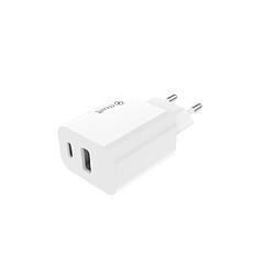 Muvit Chargeur Secteur Double Connecteur USB-C 20W - USB-A 18W Recyclé Blanc