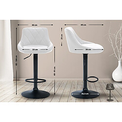 Decoshop26 Tabouret de bar en synthétique blanc pivotant avec repose-pieds métal noir coutures décoratives TDB10588