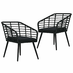 Maison Chic Lot de 2 Chaises de jardin,Fauteuil d'extérieur avec coussins Résine tressée Noir -MN73469