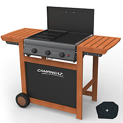 Camping Gaz Barbecue a gaz grill et plancha CAMPINGAZ Adelaide 3 Woody L piezo 14 KW duo grill plancha HOUSSE OFFERTE Barbecue a gaz grill et plancha CAMPINGAZ Adelaide 3 Woody L piezo 14 KW duo grill plancha housse offerte