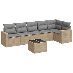 vidaXL Salon de jardin avec coussins 7 pcs beige résine tressée