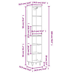 vidaXL Buffet haut Chêne sonoma 34,5x32,5x180 cm Bois d'ingénierie pas cher