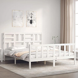 Avis Maison Chic Cadre/structure de lit avec tête de lit pour adulte - Lit Moderne Chambre blanc King Size bois massif -MN86423