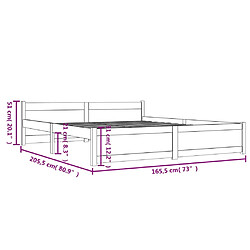 vidaXL Cadre de lit sans matelas bois massif 160x200 cm pas cher