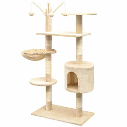 Helloshop26 Arbre à chat griffoir grattoir niche jouet animaux peluché en sisal 125 cm beige 3702210