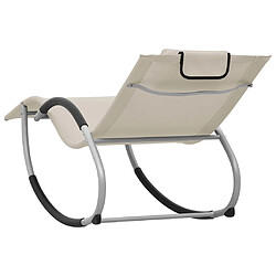 Acheter Helloshop26 Transat chaise longue bain de soleil lit de jardin terrasse meuble d'extérieur avec oreiller crème textilène 02_0012556