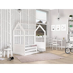 Kids Literie Lit Cabane Miki 80x160 Blanc Livré avec sommiers