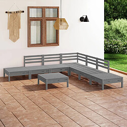 vidaXL Salon de jardin 8 pcs Bois de pin massif Gris