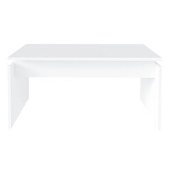 Avis Pegane Table basse salon en bois coloris blanc - Longueur 80 x Profondeur 50 x Hauteur 38 cm