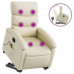 Maison Chic Fauteuil Relax pour salon, Fauteuil inclinable de massage Crème Similicuir -GKD98458