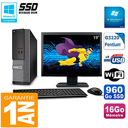 PC DELL 3020 SFF Ecran 19" Intel G3220 Ram 16Go Disque 960 Go SSD Wifi W7 - Occasion