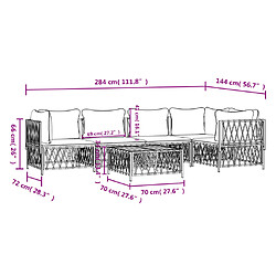 vidaXL Salon de jardin avec coussins 6 pcs anthracite acier pas cher