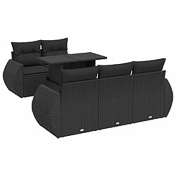 vidaXL Salon de jardin 6 pcs avec coussins noir résine tressée