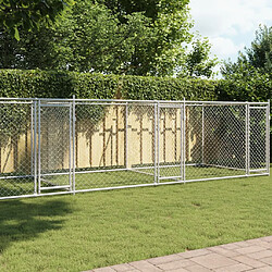 vidaXL Cage pour chien avec portes gris 8x2x1,5 m acier galvanisé